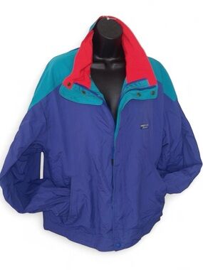 Vintage Colorblock Bomber Jacket - Purple/Teal with Red Accent